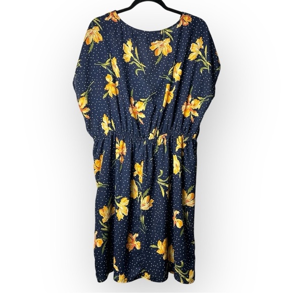 Forever 21 Blue Polka Dots & Floral Dress 2X - Picture 2 of 6